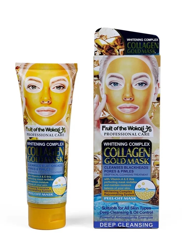 Mască de față Wokali Collagen Gold Mask Whitening Complex WKL533 – hidratare intensă și efect iluminator, 130 ml