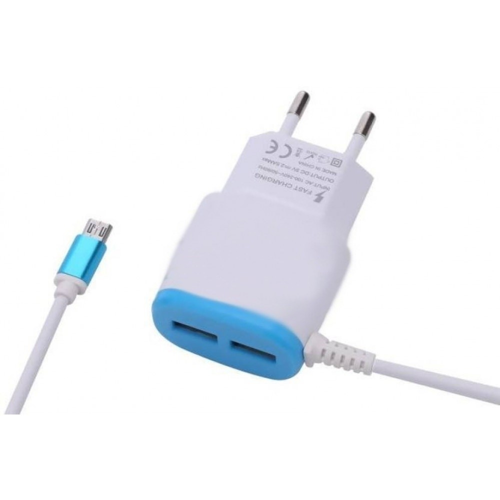 Incarcator rapid cu fir micro USB si 2 porturi USB
