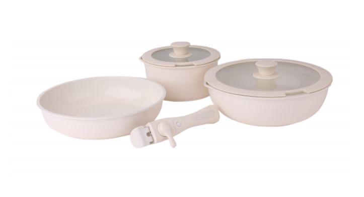 Set vase de gatit Zilan ZLN0965 din 8 piese, 5 straturi de material, compatibil cuptor