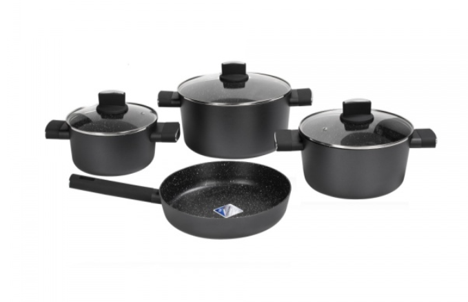 Set de oale Zilan ZLN0959 Negru, cu 7 piese, invelis din marmura si manere fine la atingere