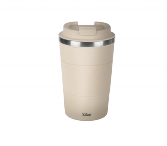 Cana de cafea Zilan ZLN9877 termos, capacitate 380ml, interior din inox, pereti dublii, crem