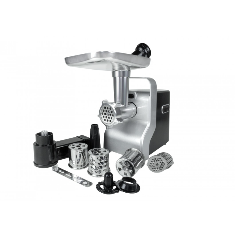 Masina de tocat carne multifunctionala ZILAN ZLN0126, Negru/Gri 2100 W, 3 viteze, Accesorii pentru feliat legume, Accesoriu pentru carnati, Accesorii pentru feliere si maruntire, Cutit inox