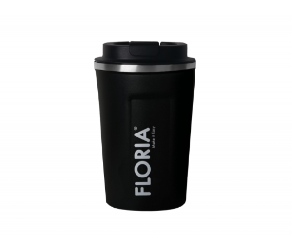 Cana de cafea Floria ZLN9969 tip termos, capacitate 380ml, interior din inox, pereti dublii, negru