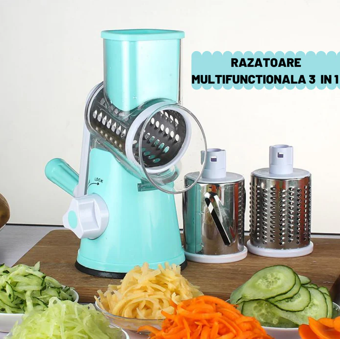 Razatoare Manuala Pentru Legume, Branzeturi, Nuci Cu 3 Lame Interschimbabile