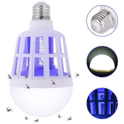 Bec LED 2 în 1 E27 15W – Lumină Albă Rece cu Lampă UV Anti-Insecte