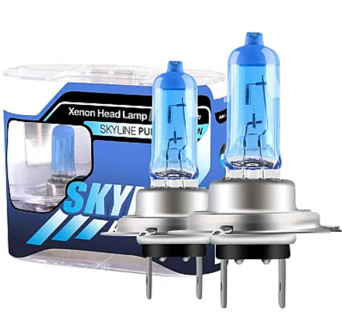 Set 2 becuri Pegasus H7 Skyline Xenon Look auto-tec halogen putere 55W temperatura 5000K
