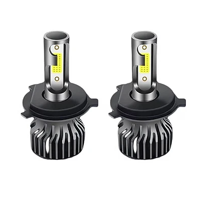 Set 2 becuri auto COB H4, 100W, lumina alb-rece, 12000 lumeni