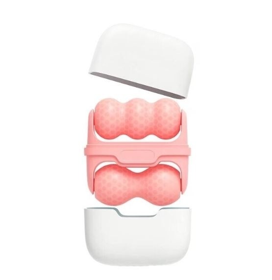 Aparat de masaj IceRoller, facial si anticelulitic, cu 2 capete V si W, cu gheata