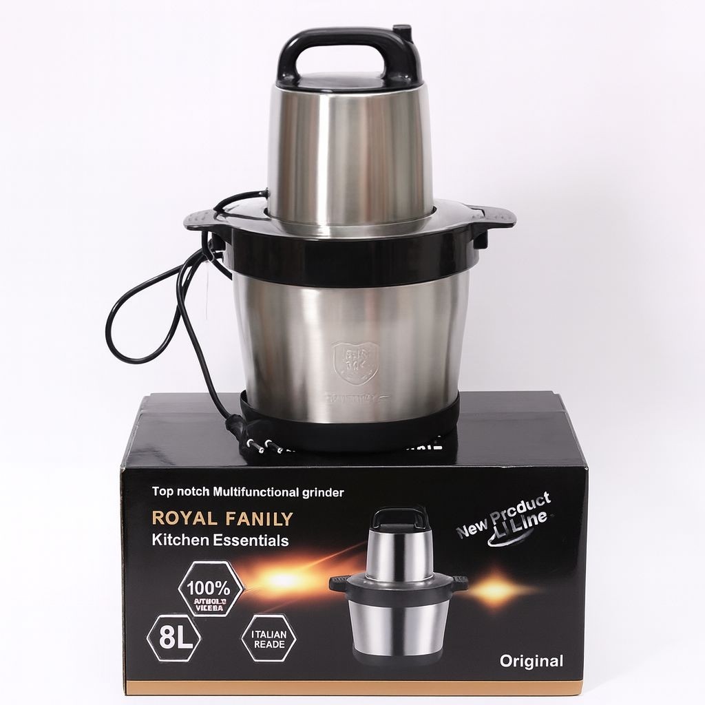 Tocător electric multifuncțional – bol inox 8L, putere 1000W, ideal pentru carne, legume și fructe