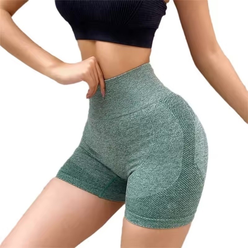 Pantaloni Scurti pentru Yoga, Colanti Modelatori, Talie inalta, Albastru