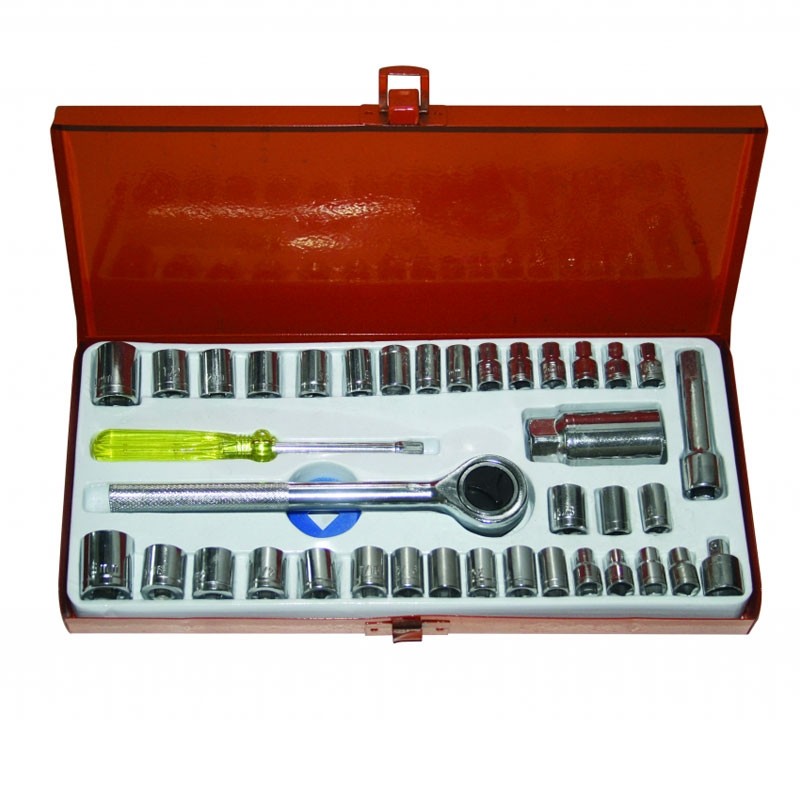 Set chei tubulare, 1/4-3/8 inch, 4-16 mm, otel, cutie depozitare inclusa, 40 piese