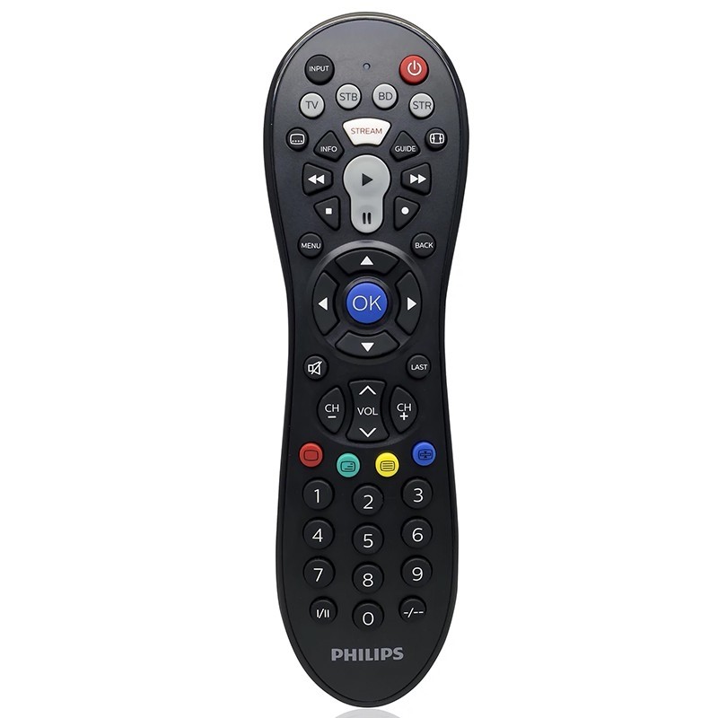 Telecomanda universala 4 in 1 Philips, 46 taste, 1 x LED, distanta operare 10 m, Negru