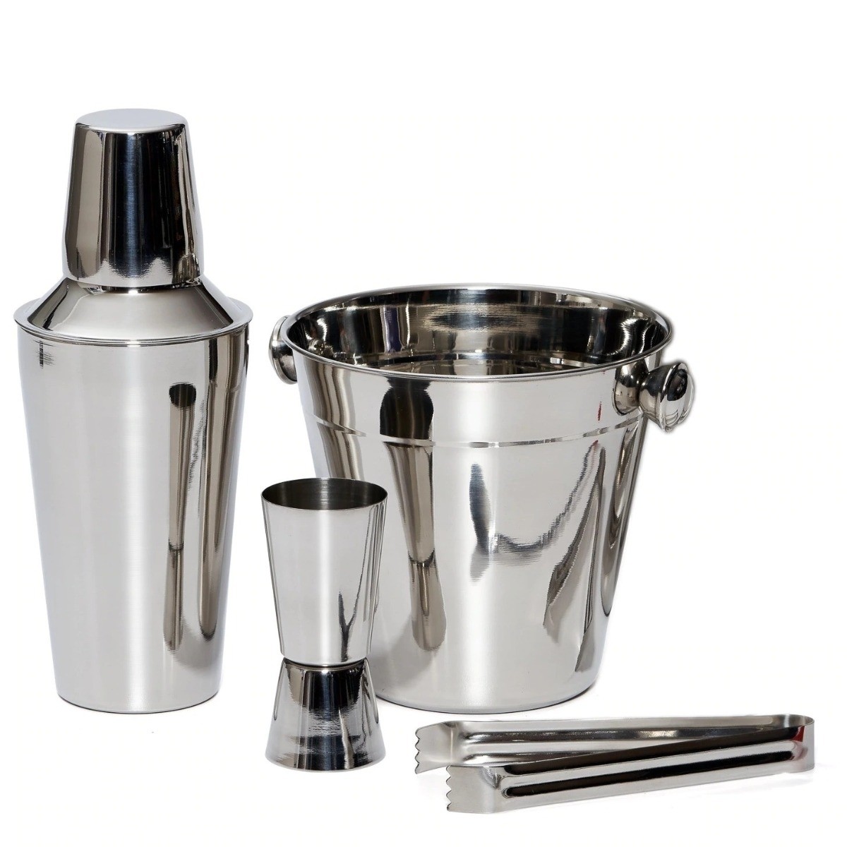 Set 4 piese frapiere si cocktail shaker din inox