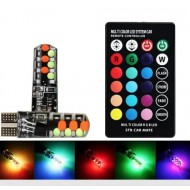 Set 2 Becuri LED RGB Auto Cu Telecomanda soclu T10 cu BILUTE/ 192 / w5w putere 2W