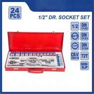 TRUSA PROFESIONALA TUBULARE CU CLICHET 1/2" SI COARBA DR SOCKET 24 PIESE