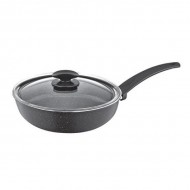 Tigaie aluminiu cu capac Zilan ZLN-2089, negru 28 cm, strat granit