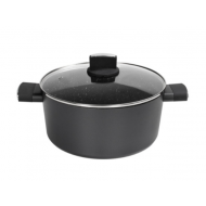 Cratita Zilan ZLN0843 Negru cu invelis din marmura, 5 straturi, 24 cm si manere fine la atingere, 4.6 L