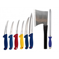 KITUL BUCATARULUI – SET PROFESIONAL DE MACELARIE, 8 PIESE PREMIUM + APARAT ASCUTIT CUTITE CADOU