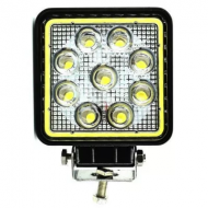 Proiector LED patrat Angel Eyes 9 LED de 27W 12/24V Spot Beam 30° cu angel eyes LW016 AutoCars