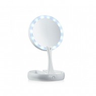 Oglinda Cu LED Pentru Machiaj, 2 Fete, Pliabila, Reglabila, Factor Marire 10x