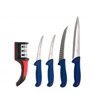 Set 4 cuțite pentru măcelărie Germany, cu dispozitiv de ascuțit cu 3 lame