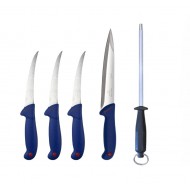 Set 5 piese pentru măcelărie, Germany, oțel inoxidabil, cu pilă de ascuțit rotundă