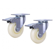 Set 2 roti albe pivotante 3" cu frana