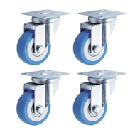 Set 4 roti pivotante, albastre de 40mm
