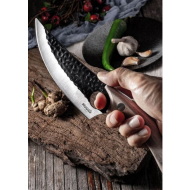 Cutit profesional Tazaki cu HUSA DIN PIELE, Otel Japonez HRC 60 calire manuala, maner lemn dur