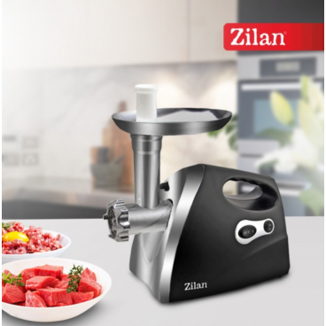 Masina de tocat carne ZILAN ZLN-7599,Negru 1200W, Tava si panou inox, Accesorii umplut carnati, Functie revers, 1.6kg/min