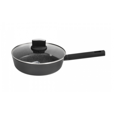 Cratita Zilan ZLN0898 Negru cu invelis din marmura, 5 straturi, 28 cm si maner fin la atingere, 3.9L