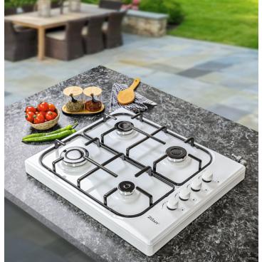 Aragaz 4 ochiuri ZILAN, Butoane laterale, Emailat, ALB