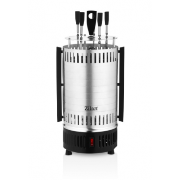 Gratar vertical Zilan ZLN5565 argintiu, putere 900W, rotatie automata, 5 bete pentru frigarui