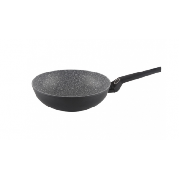 Tigaie wok Zilan ZLN3345, Diametru 28 cm, Adancime 9 cm, Material aluminiu, Compatibil inductie, Interior granit, Maner soft touch