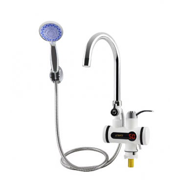 ROBINET ELECTRIC PENTRU INCALZIT APA CU DUS FURTUN + PARA, AFISAJ TEMPERATURA LCD , APA CALDA INSTANT, DEBIT 2L/MIN