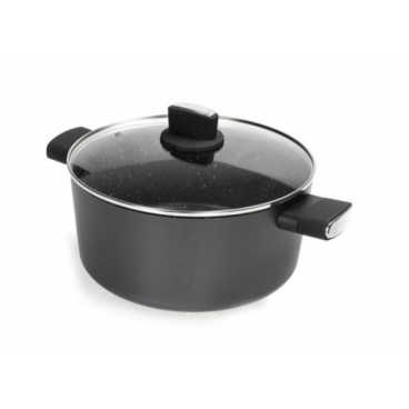 Cratita Zilan ZLN0850 Negru cu invelis din marmura, 5 straturi, 26 cm si manere fine la atingere, 5.7 L