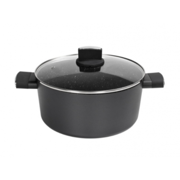 Cratita Zilan ZLN0867 Negru cu invelis din marmura, 5 straturi, 28 cm si manere fine la atingere, 7.1 L