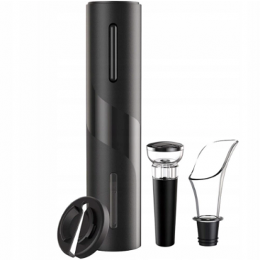 Set Tirbuson electric pentru sticla de vin, 4 piese, 6V, 25W, Negru