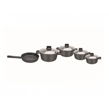 Set de oale Zilan ZLN0942 Negru, cu 9 piese, invelis din marmura si manere fine la atingere