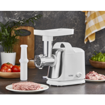 Masina de tocat Floria ZLN7966 Alb, putere 1300W, doua site, functie de revers, lama din otel
