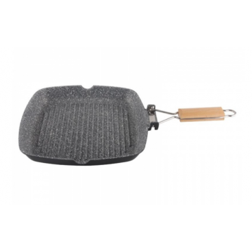 Tigaie grill Zilan ZLN-3369, 28 cm, Material aluminiu, Interior granit, Maner pliabil, Compatibil inductie