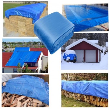 Prelată impermeabilă cu inele – 3 x 8 m, 80 g/mp, rezistentă UV, culoare albastru