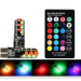 Set 2 Becuri LED RGB Auto Cu Telecomanda soclu T10 cu BILUTE/ 192 / w5w putere 2W