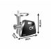 Masina de tocat carne ZILAN ZLN-7599,Negru 1200W, Tava si panou inox, Accesorii umplut carnati, Functie revers, 1.6kg/min