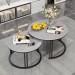Set 2 măsuțe de cafea tip Nesting – blat cu efect marmură, cadru dublu metalic, design modern