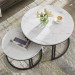Set 2 măsuțe de cafea tip Nesting – blat cu efect marmură, cadru dublu metalic, design modern