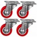 Set 4 roti medii pivotante rosii 50mm